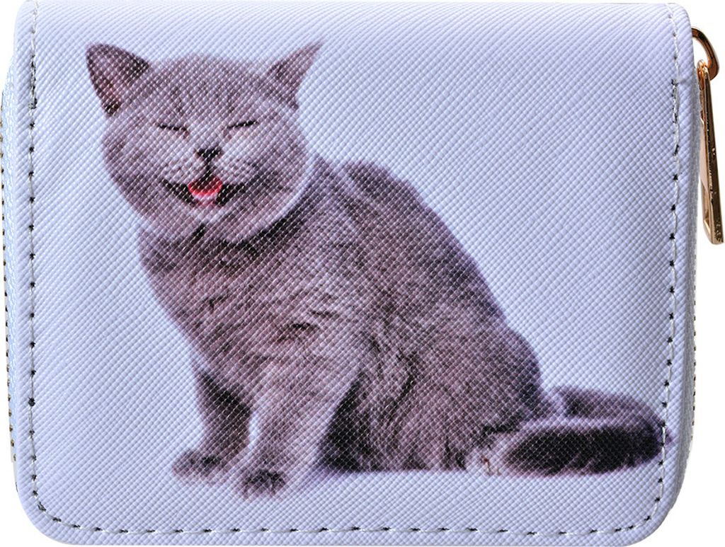 Clayre & Eef Brieftasche 11x9 cm Weiß Kunststoff Katze