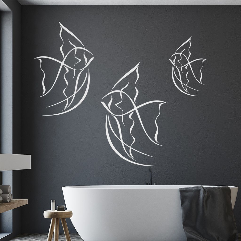 Fische Linien - Fisch Wandtattoo in 6 Größen - Wandaufkleber Wall Sticker - Dekoration, Küche, Wohnzimmer, Schlafzimmer, Badezimmer