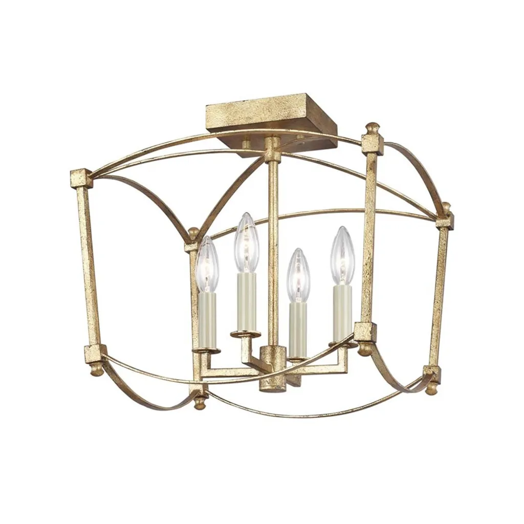Plafonnier Acier Or Antique 36,5 cm - Solution Éclairage Chic Durable
