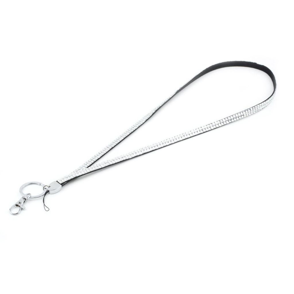 1 PC -Frauen Luxus -Strass -Bling -Abzeichen ID Key Halter Lanyard -Gurt-Weiss