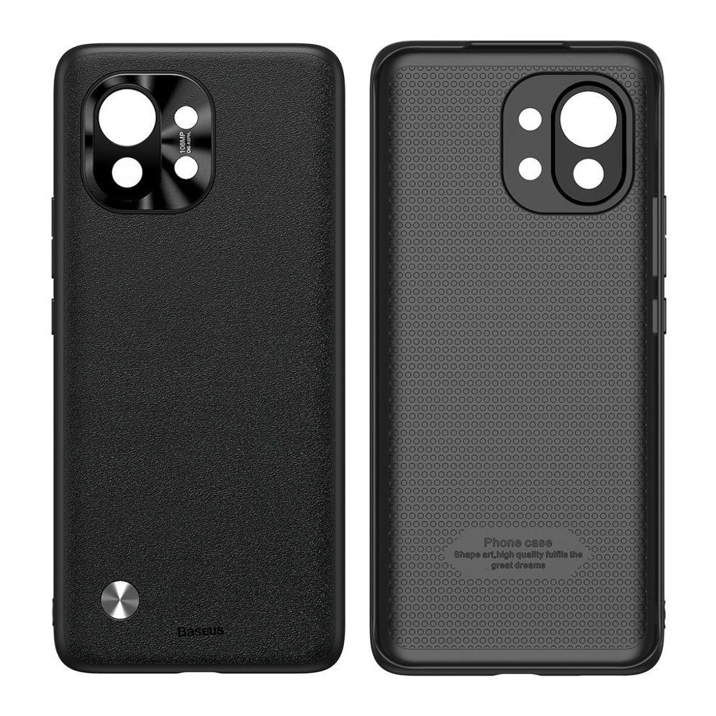 Baseus Alloy Leather Case strapazierfhige Hlle mit einer Kameraabdeckung Xiaomi Mi 11 schwarz (WIXM11-01)