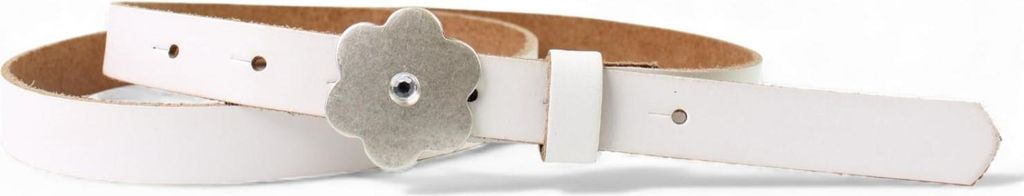 FRONHOFER süßer Kindergürtel mit silberner Straß Blumenschnalle, plastikfrei, 2cm