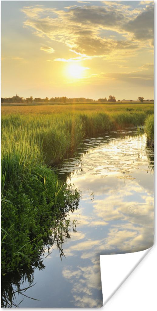 MuchoWow Poster Bach bei Sonnenuntergang 40x80 cm - Dekoration
