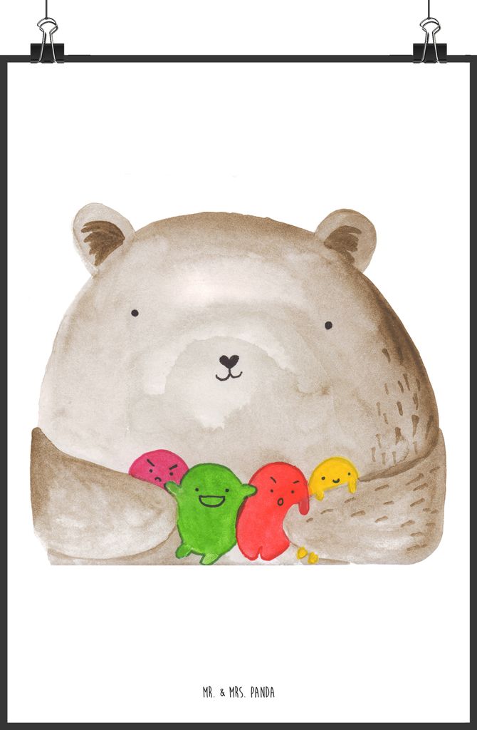 Mr. & Mrs. Panda Poster Bär Gefühl DIN A2 - Weiß - Geschenk, Verrückt, Kunstdruck, Wahnsinn, Posterdruck, wanddeko, drucke, Durchgedreht, Teddy...