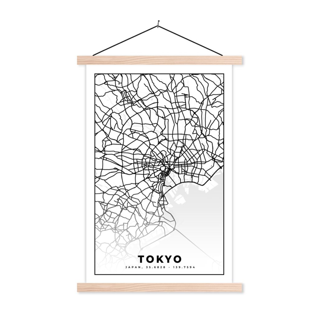 MuchoWow® Textilposter Tokio - Stadtplan - Schwarz und weiß Produktbild 