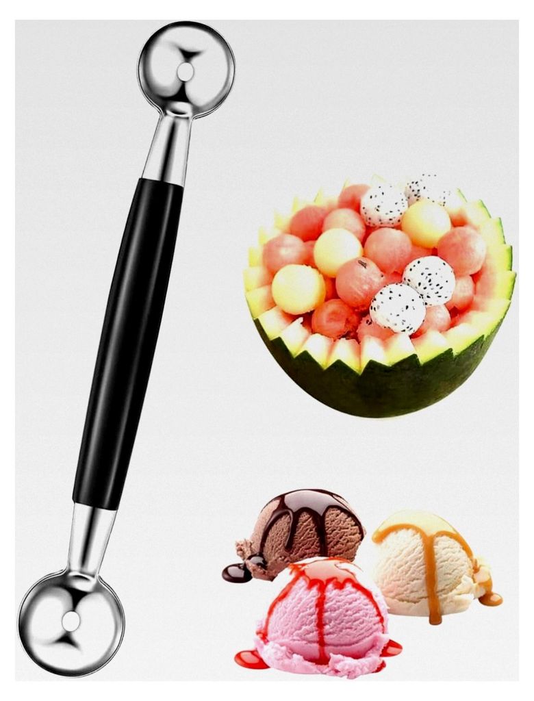 Doppelseitiger Aushöhllöffel aus Edelstahl für Melonen und Obst
