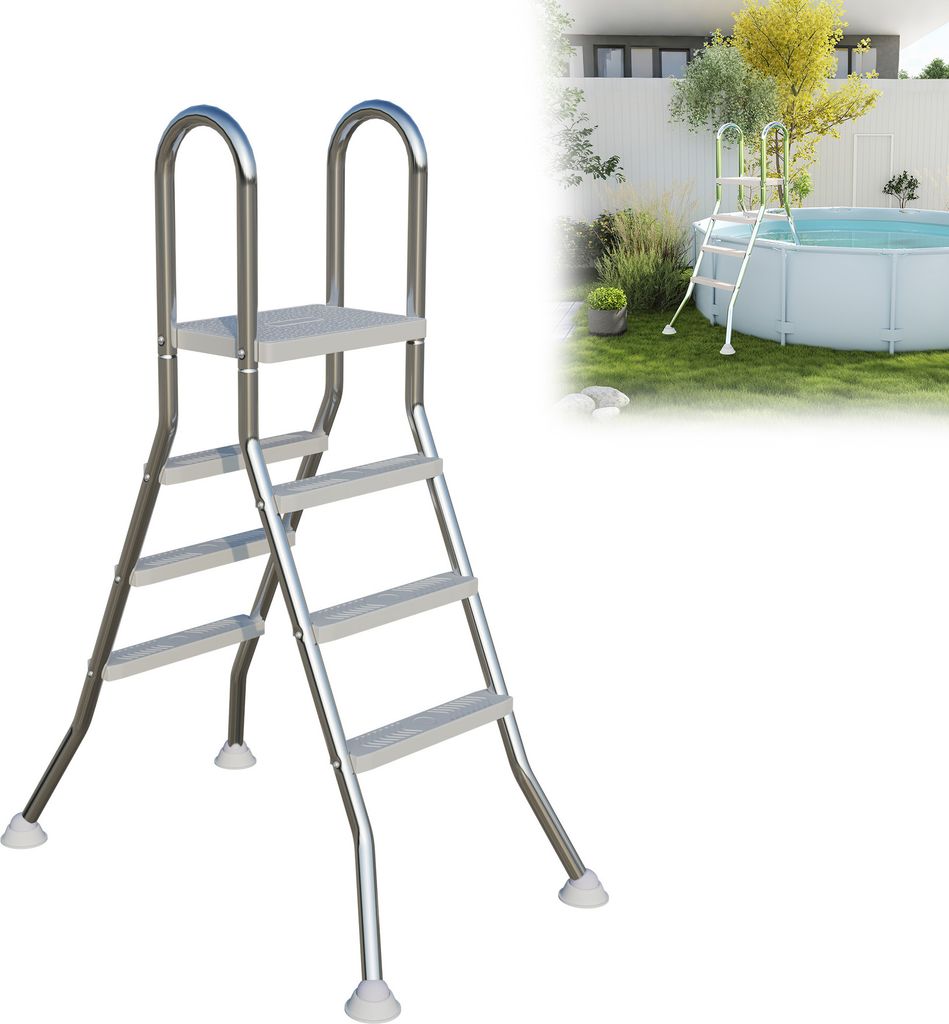 UISEBRT RVS zwembadtrap met 3 treden (165 cm hoog) met Productafbeelding 