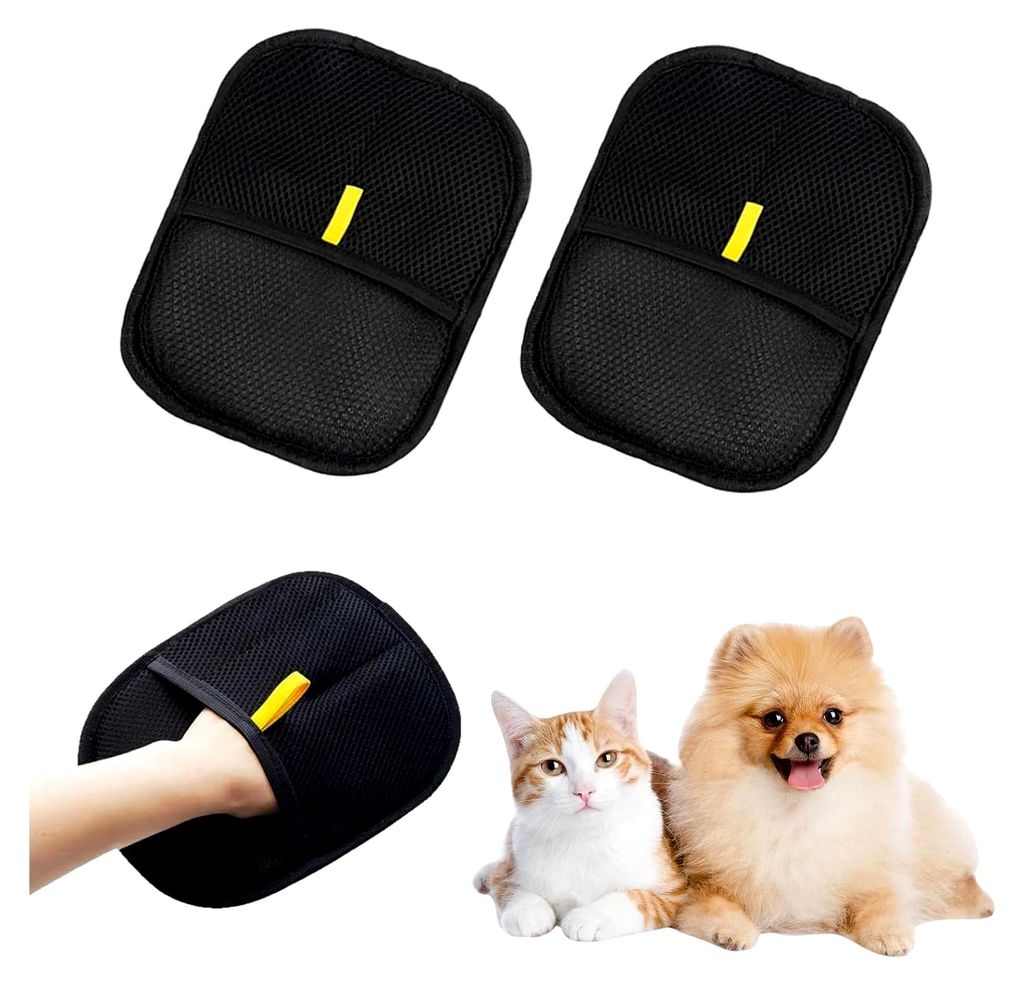 Fellmagnet Handschuh 2 Stück – Doppelseitiger Tierhaarentferner für Hunde und Katzen, antistatisch, wiederverwendbar, BPA-frei, geeignet für S...