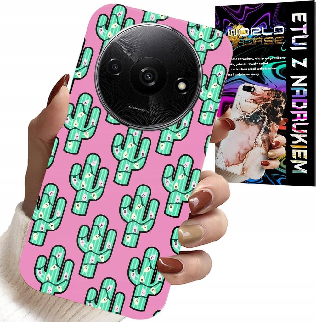 Hülle Für Xiaomi Redmi A3 - Kakteen, Kaktus Auf Rosa Hintergrund + Folie
