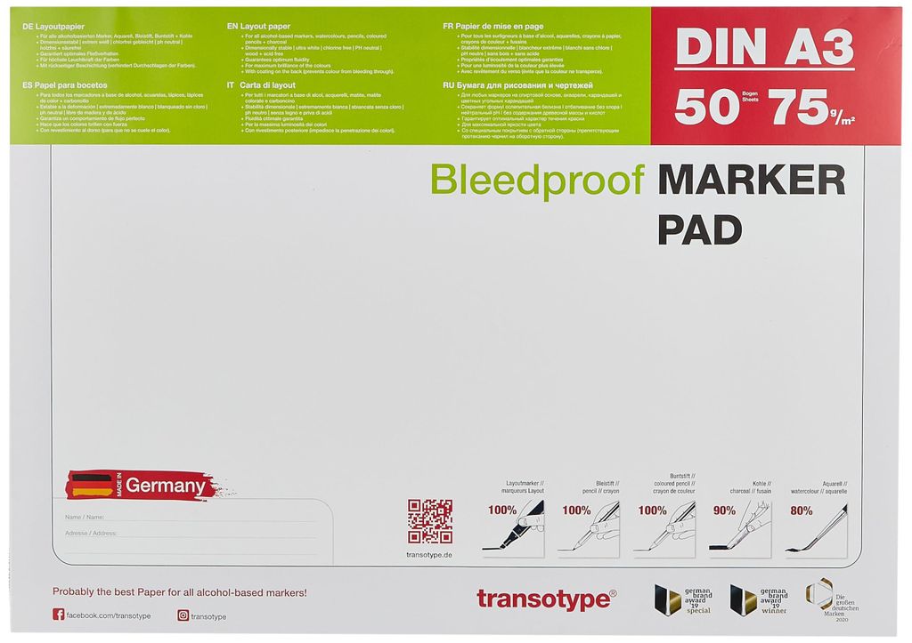 Transotype Markeerpad, lay-outpapier voor gebruik met Productafbeelding 