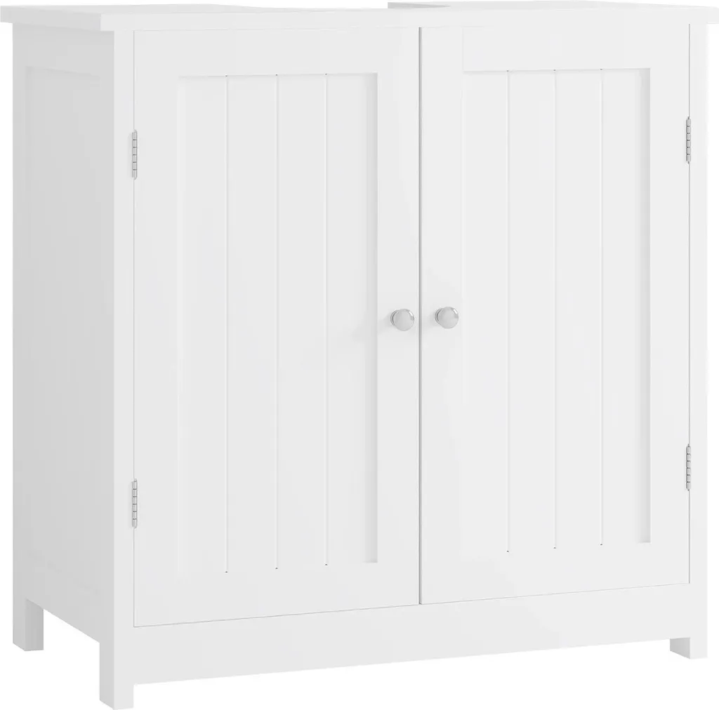 Meuble de salle de bain au sol blanc 60 cm - Rangement 2 niveaux MDF