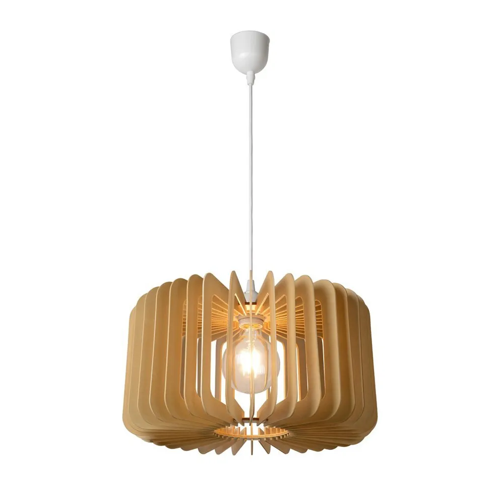 Suspension en bois clair ETTA pour éclairage de table repas et salon zen