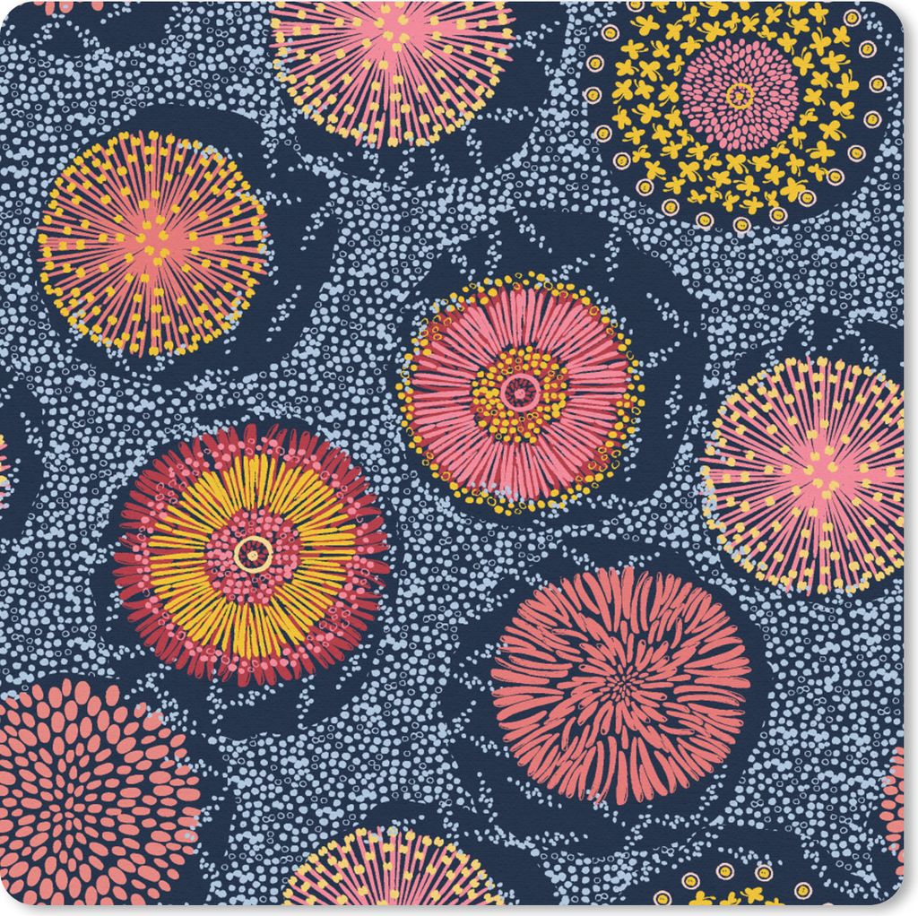MuchoWow Mauspad Mousepad Blumen - Muster - Vintage 30x30 cm - Mousepads - Maus Mat - Pad - Mausunterlage - Gaming