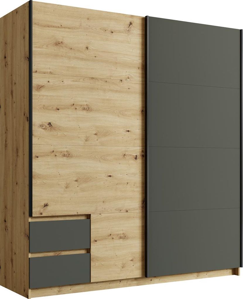 Vysoká šatní skříň 181 cm ANSERMA - dub artisan / grafitová Obrázek produktu 