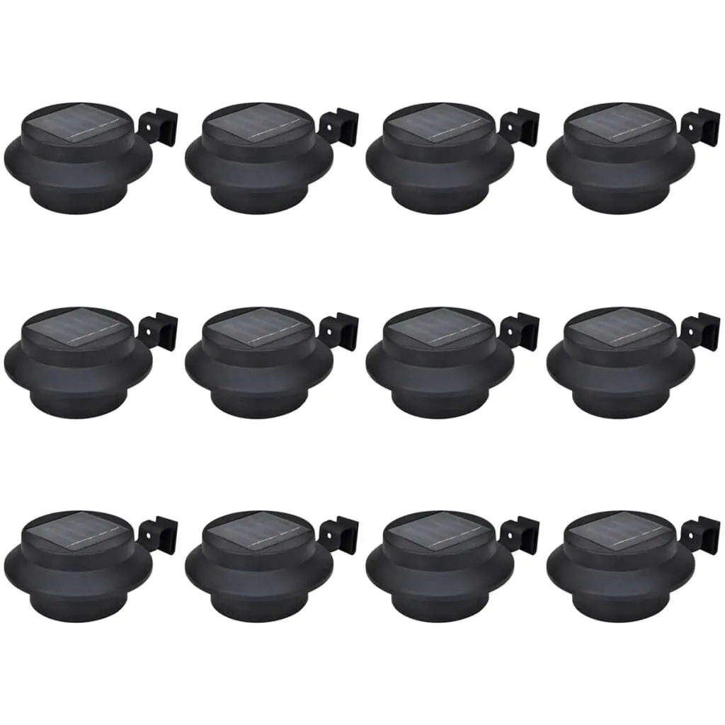 Lot de 12 Lampes solaires d'extérieur pour clôture LED Noir IP65 étanche