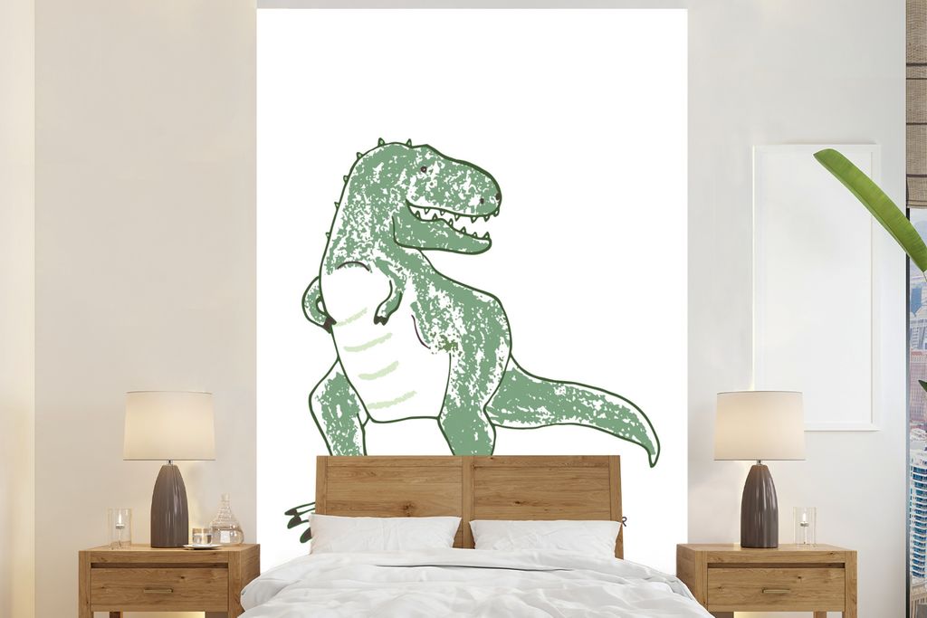 MuchoWow Fototapete für Wohnzimmer oder Schlafzimmer Wandtapete Vinyl Motivtapete Kinderzimmer - Tyrannosaurus - Dinosaurier - Jungen - Mädchen...