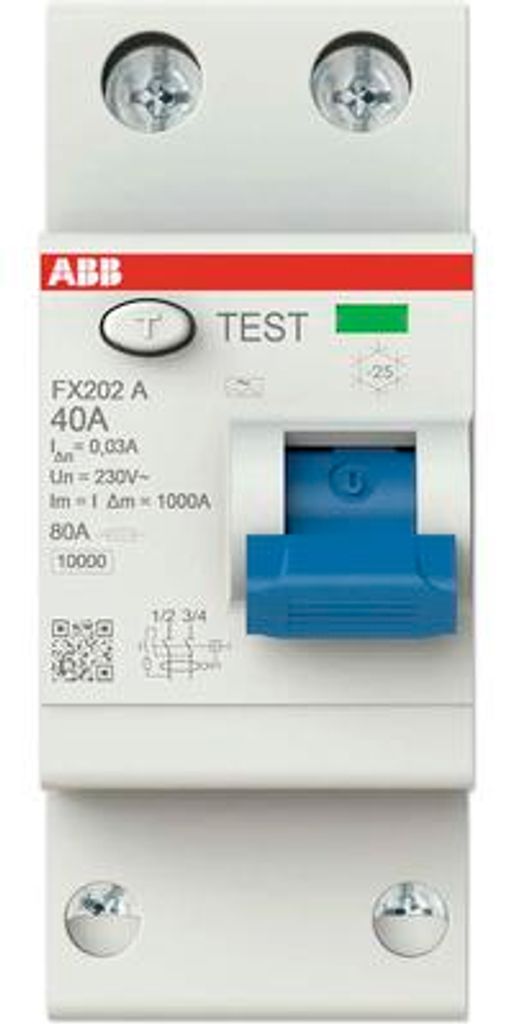 FI-Schutzschalter FX202A-40/0.03 2P Typ A 40A 30mA (2CSF202165R1400)