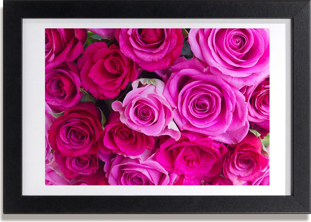 Bild 30x20 MDF-Rahmen, Wandkunst Ein Strauß rosa Rosen