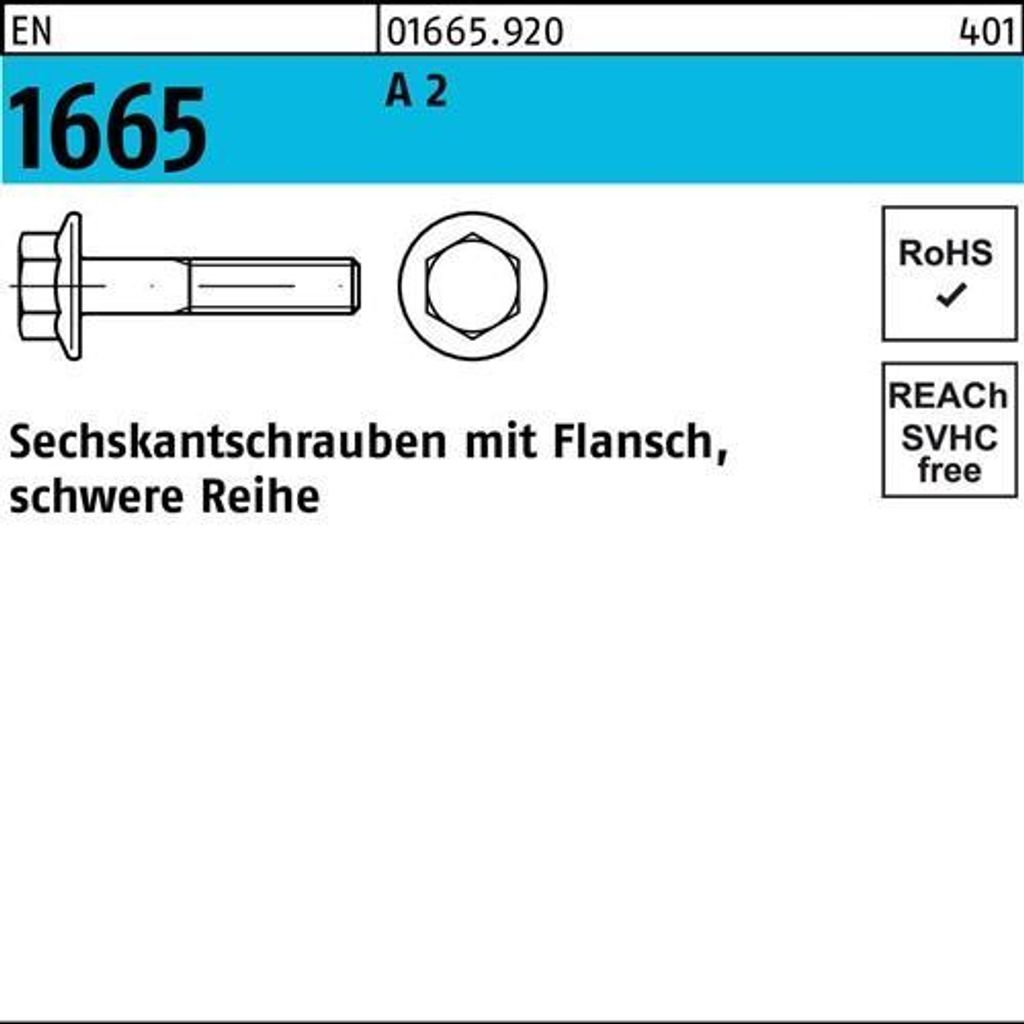 Reyher Sechskantschrauben EN 1665 A 2 M 5 x 10 A 2 (200 Stück)