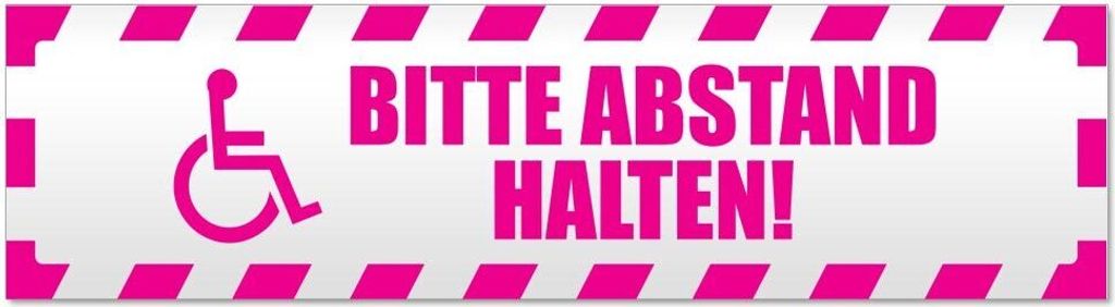 Bitte Abstand halten! Motiv 1 gestreift Magnetschild Schild magnetisch - 45cm Pink - Magnetfolie für Auto PKW Kfz