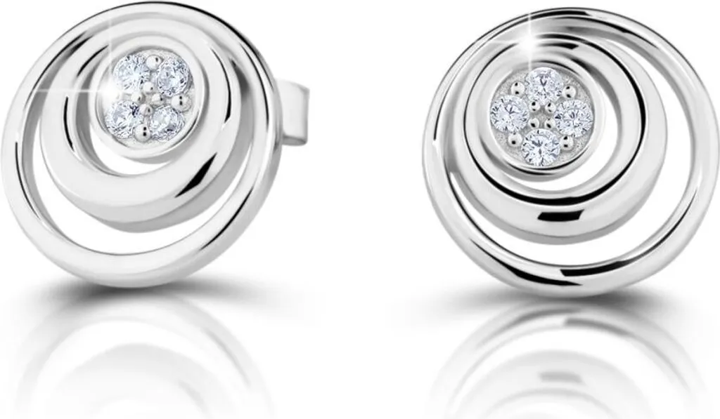 Boucles d'oreilles clous en argent J234CZ-W serties d'oxydes de zirconium