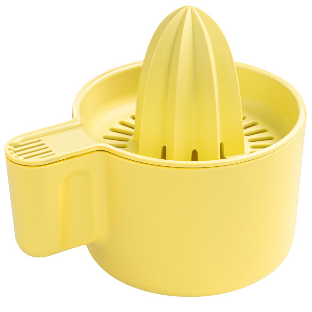 KONZEPT Zitronenpresse, Orangenpresse mit Behälter 500ml – Manuelle Saftpresse, Zitruspresse aus Kunststoff, mit Ausguss – ideal für Zitronen...