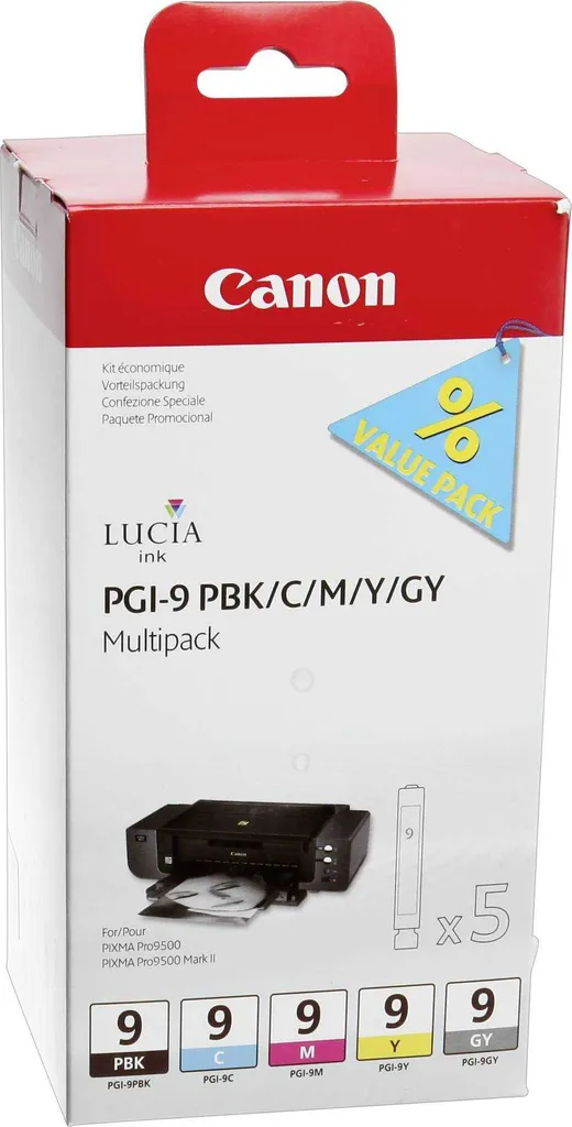 Encre Canon PGI-9 pack de 5 anti-bavure pour corriger les reflets