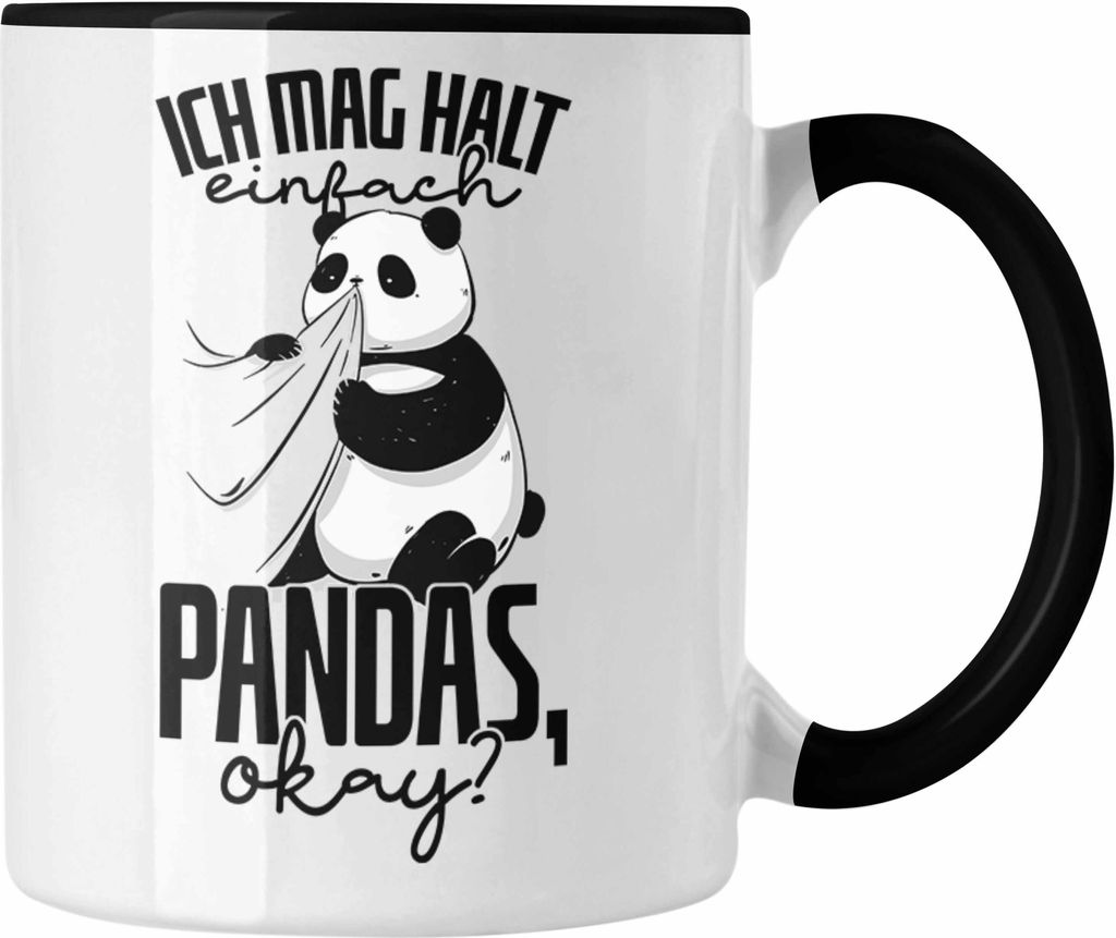 Trendation - Lustige Panda Tasse Panda-Motiv Geschenk Tierliebhaber Geschenkidee Panda Fans (Schwarz)