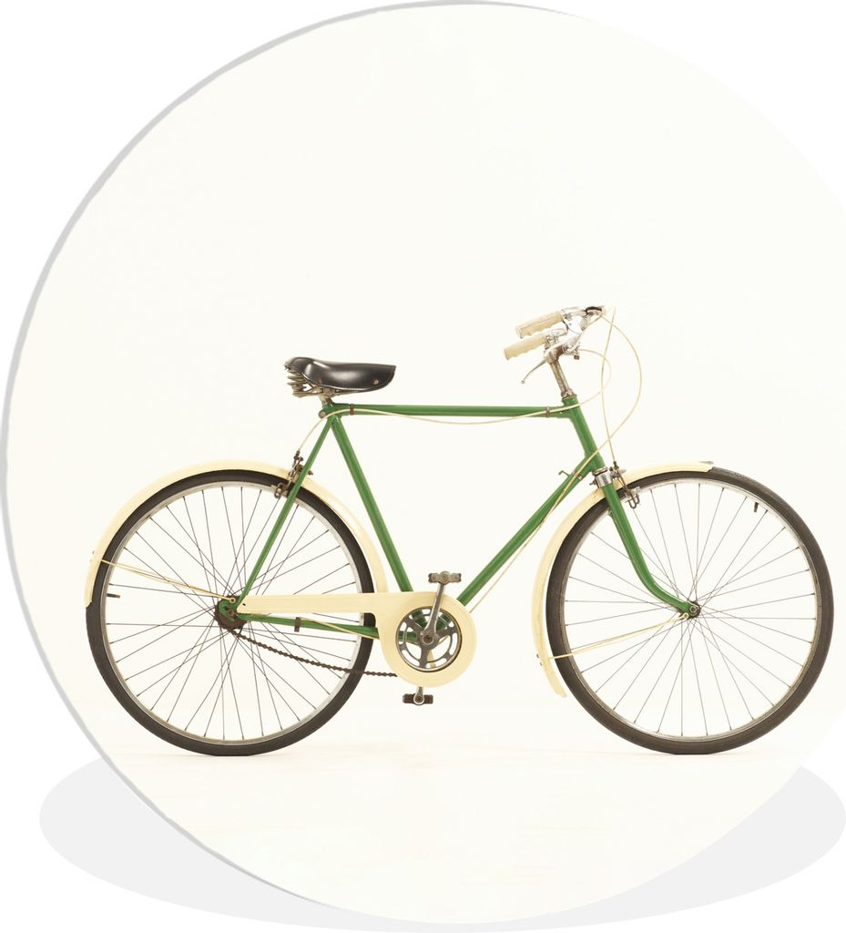 MuchoWow Rundes Wandbild - Runde Bilder Fahrrad - Grün - Weiß Ø 90 cm Kreis Wanddekoration Kunststoff - Wandkreis - Wandschmuck - Wand-Kreis -...