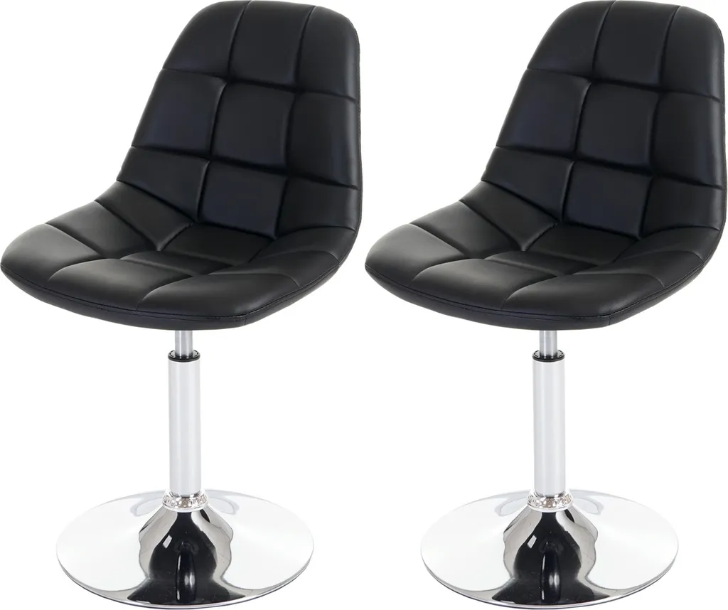 Chaise pivotante HWC-A60 lot de 2 avec pied chrome et assise noir chic
