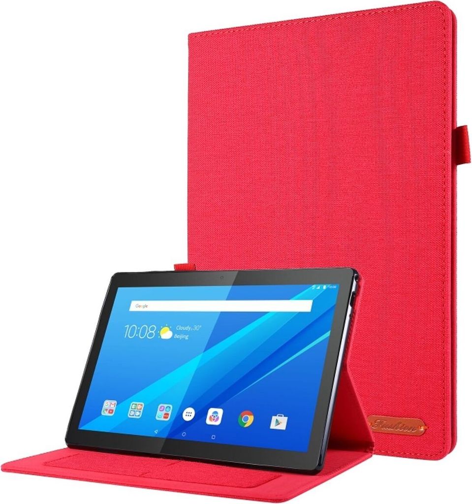 König Design Tablet-Hülle kompatibel mit Lenovo Tab P10 Stoff Smart Cover Case Etui Rot
