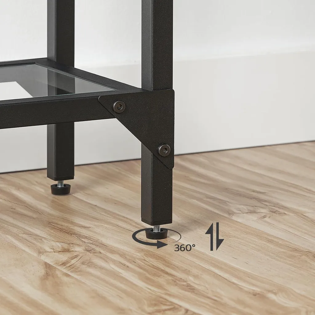 Hoobro Table Console 100 cm Noir Verre Trempé et Métal - Style Moderne - 8