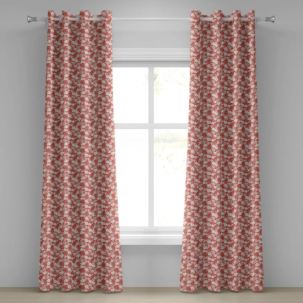 Rideau fleurs d'hibiscus à œillets en tissu imprimé 280 cm x 175 cm