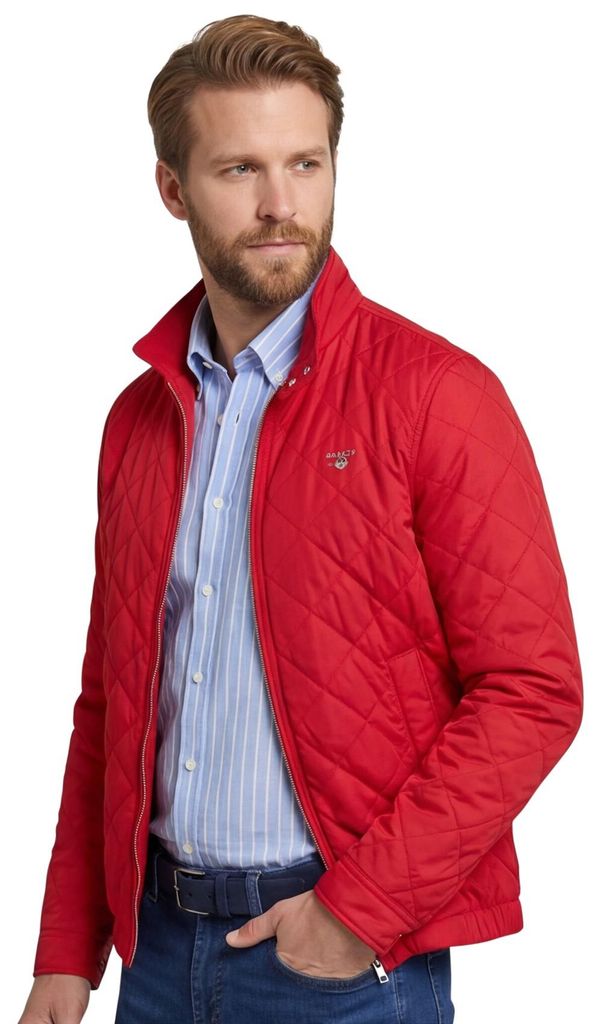 Gant Jacke rot einfarbig hoher Kragen gesteppt