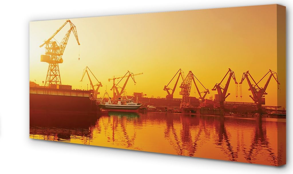Leinwandbild 140x70 Wandkunst Danziger Werft Sonnenaufgang