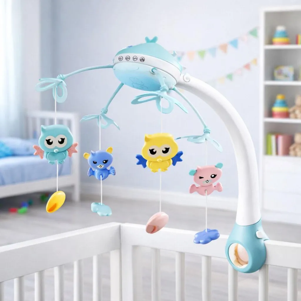 Manège projecteur rose pour endormir bébé facilement avec télécommande - 3