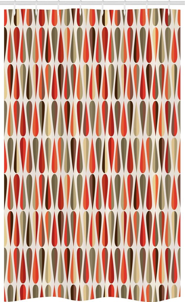 ABAKUHAUS Geometrisch Schmaler Duschvorhang, 70er Jahre Retro-Stil, Badezimmer Deko Set aus Stoff mit Haken, 120 x 180 cm, Mehrfarbig