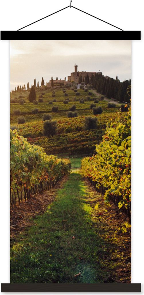 MuchoWow Textilposter Toskana - Landschaft - Weinberge 40x80 cm mit schwarzem Rahmen - Wandemalerei