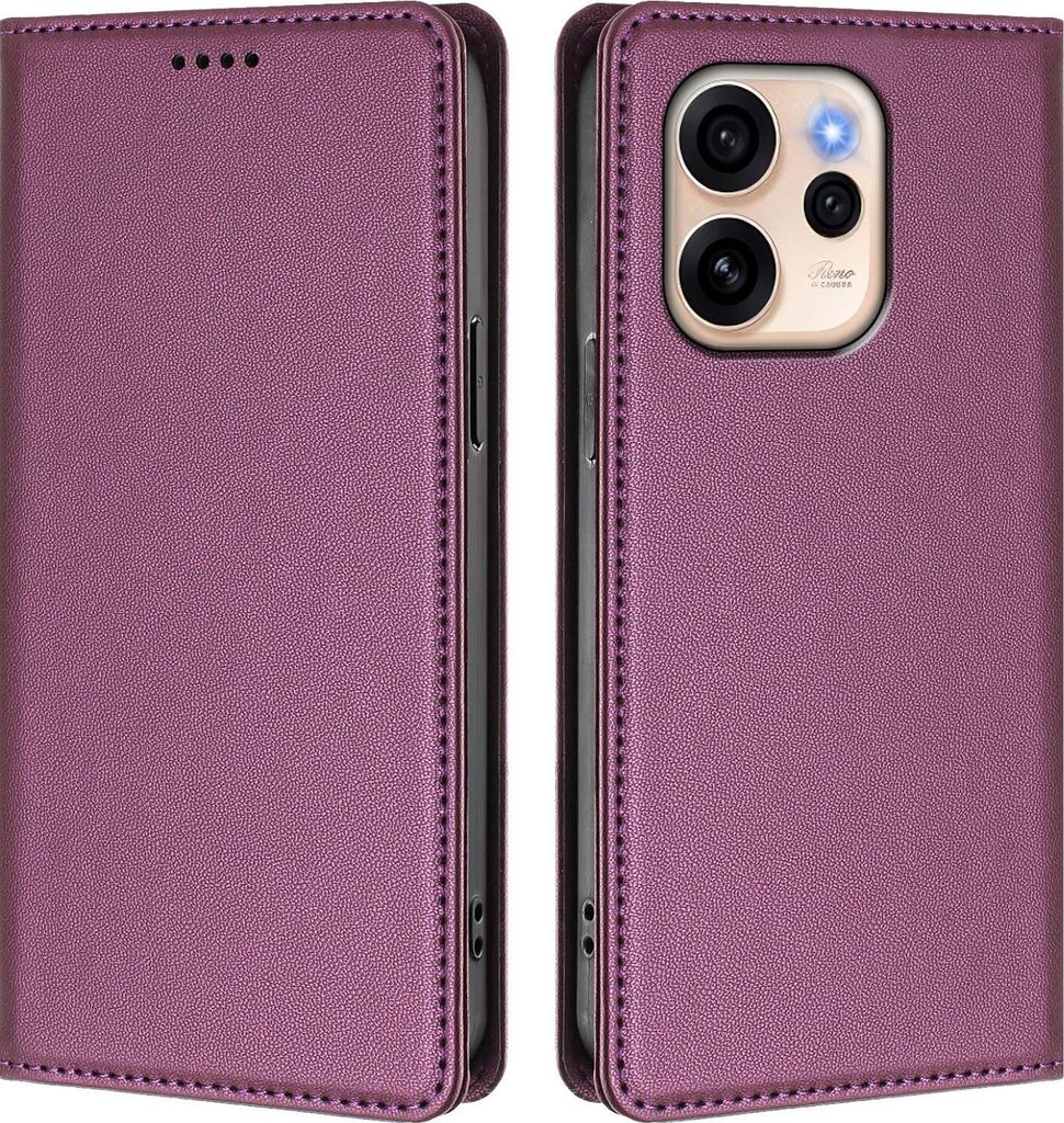 Handyhülle für Oppo Reno15 Pro, Kunstleder Klapphülle Stoßfeste Magnetische Hülle mit Ständer Lila