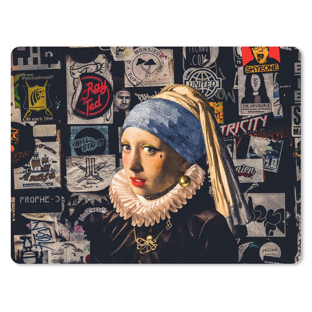 MuchoWow Mauspad Mousepad Das Mädchen mit dem Perlenohrring - Tätowierung - Vermeer 23x19 cm - Mousepads - Maus Mat - Pad - Mausunterlage - Sch...