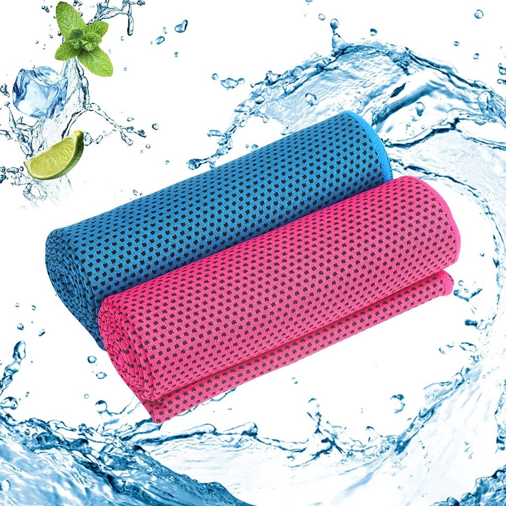 2Stk Kühlendes Handtuch Mikrofaser Kühltücher Bequemes Sporthandtuch Funktionstücher für Herren Angeln Laufen Yoga Golf Fitness