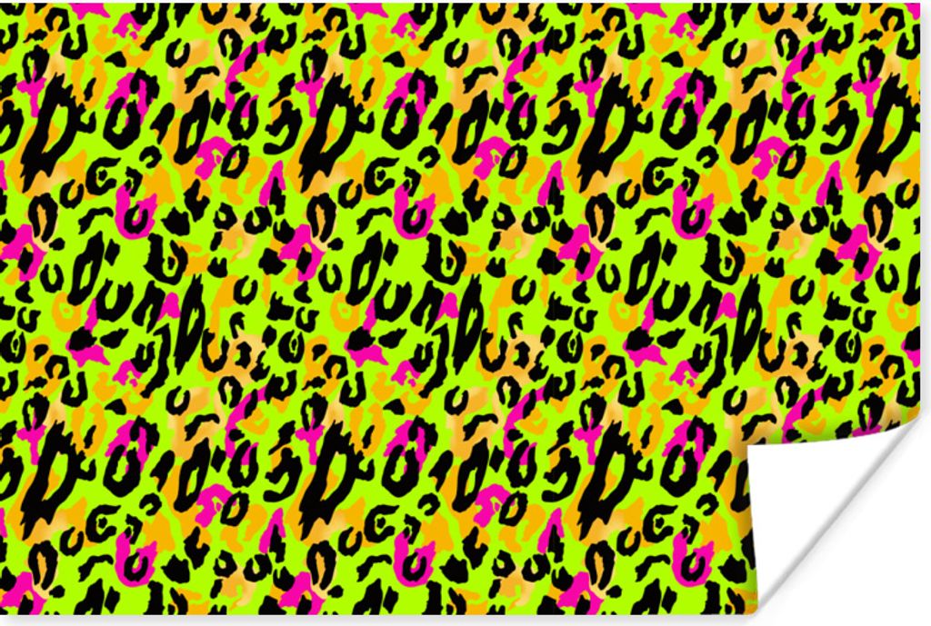 MuchoWow Poster Tiermuster - Muster - Neon - Gelb 60x40 cm - Schlafzimmerdekoration