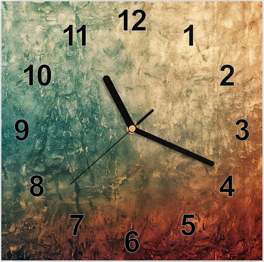 Wanduhr aus Glas mit Motiv Strukturierte Farbe- 30 x 30 cm - inkl. Aufhängesystem