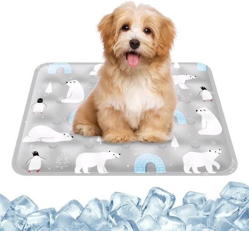 Tapis rafraîchissant pour chien gris antidérapant idéal pour l'été