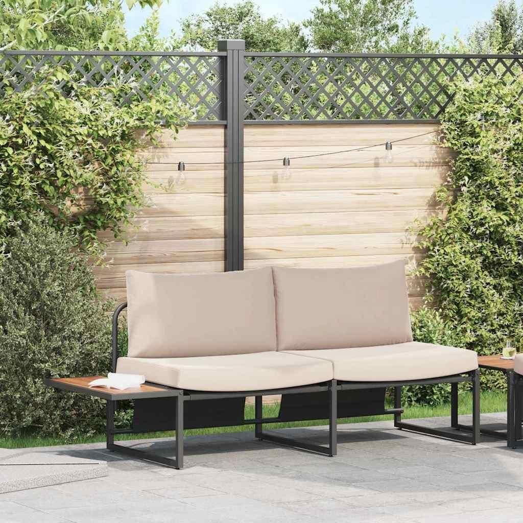 "im Angebot" Garten-Sofa mit Kissen/Terrassen-Sofa - Taupe 200,5x70x85,5 cm Stahl - Loungesofa CC18943