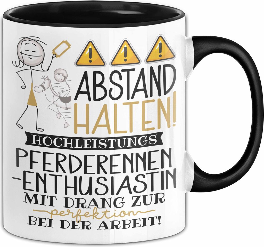 Pferderennen-Enthusiastin Tasse Geschenk Lustig Abstand Halten Hochleistungs-Pferderennen-Enthusiastin Mit Drang Zur Perfektion Bei Der Arbeit (Sch...