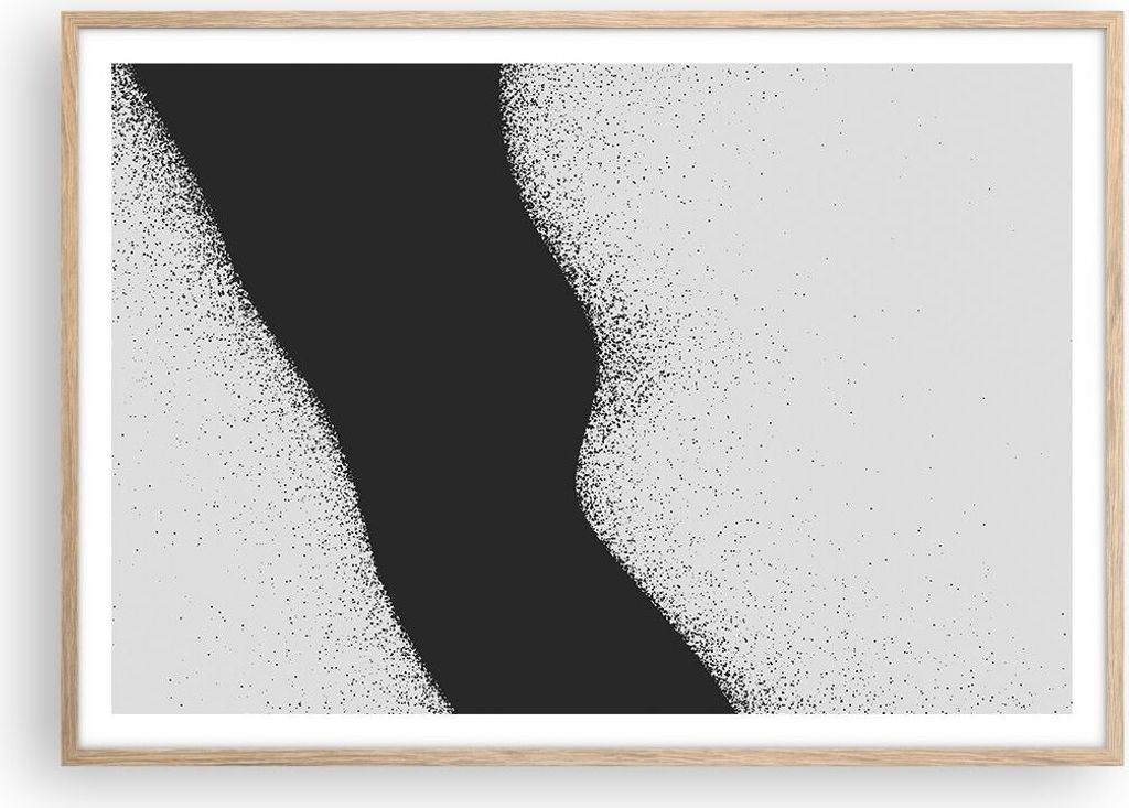 Gerahmtes Poster - Rahmen in heller Eiche - Schwarz Staub Weiß - 100x70 cm - Wand Bild - Wanddeko - Wandbilder - Kunstposter - Wandposter - Bilder...