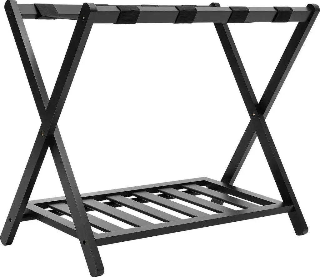 Porte-bagages pliable noir : gagnez de la place et protégez vos lits