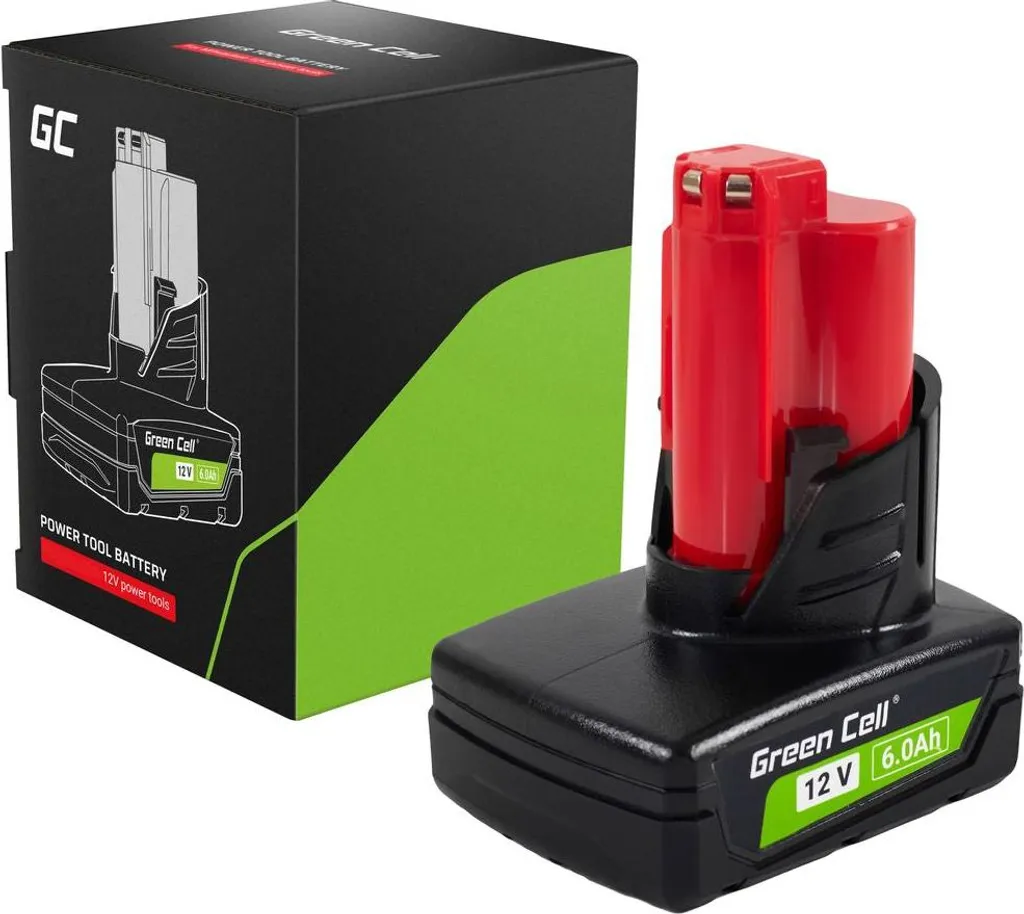Batterie pour perceuse Milwaukee M12 B6 12V 6Ah Green Cell longue durée