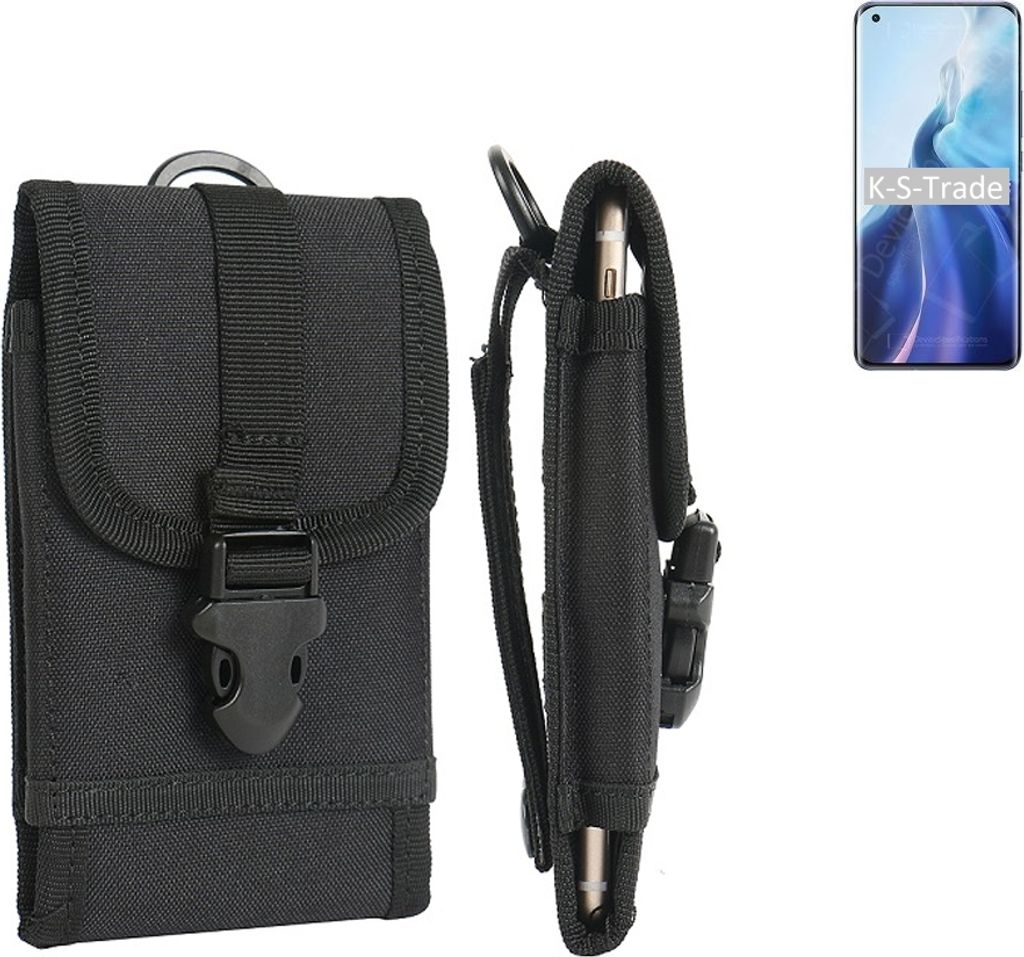 K-S-Trade Holster Handy Hülle kompatibel mit Xiaomi Mi 11 Ultra Holster Handytasche Gürtel Tasche Schutz Hülle Robust Outdoor schwarz
